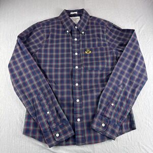 Abercrombie Fitch Muscle Button Up Shirt Mens M Plaid Embroidered Long Sleeve